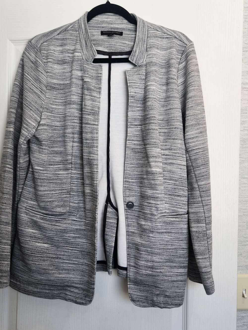 Banana Republic Women's Gray Textured Open-Front Blazer L Euc